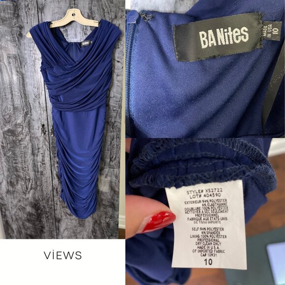 Vintage Pre-Loved Melanie Lyne Size 10 Dark Blue Cocktail Dress 🌙💃 - Picture 2 of 3